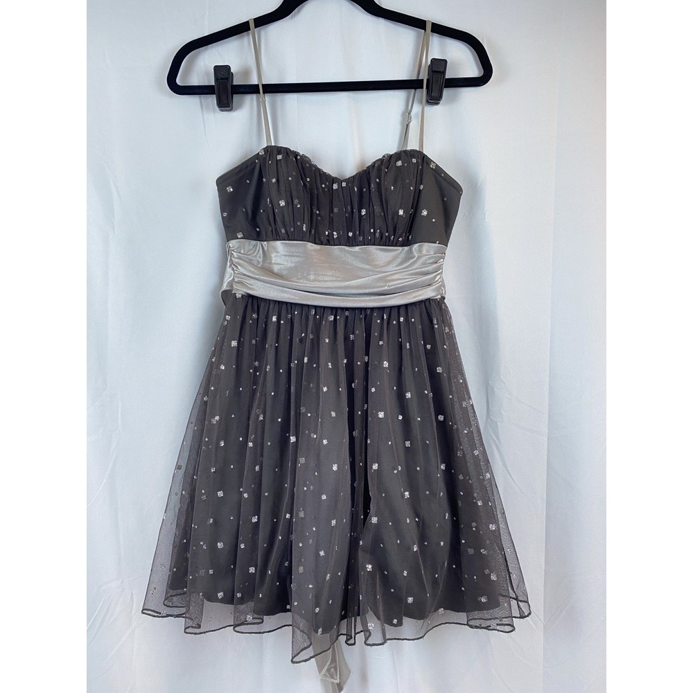 Speechless Juniors Medium Gray Silver Mini‎ Tulle Dress